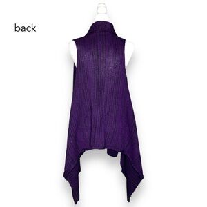 PURPLE SLEEVELESS WATERFALL KNIT VEST CARDIGAN · SIZE XS, FITS S/M · NWOT